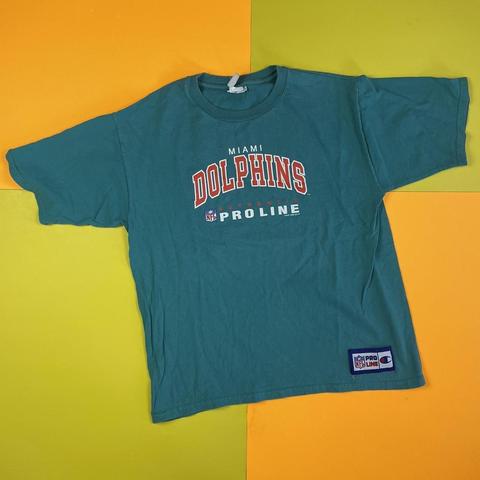 Vintage 1995 Miami Dolphins T Shit Blue XXL Single - Depop