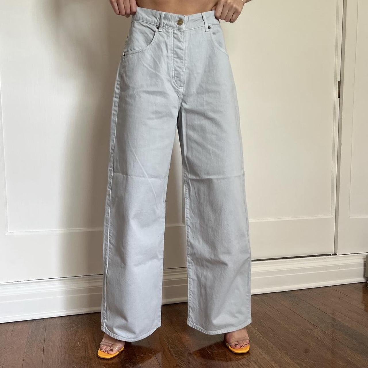 jacquemus light gray wide leg jeans! never worn!! | Depop