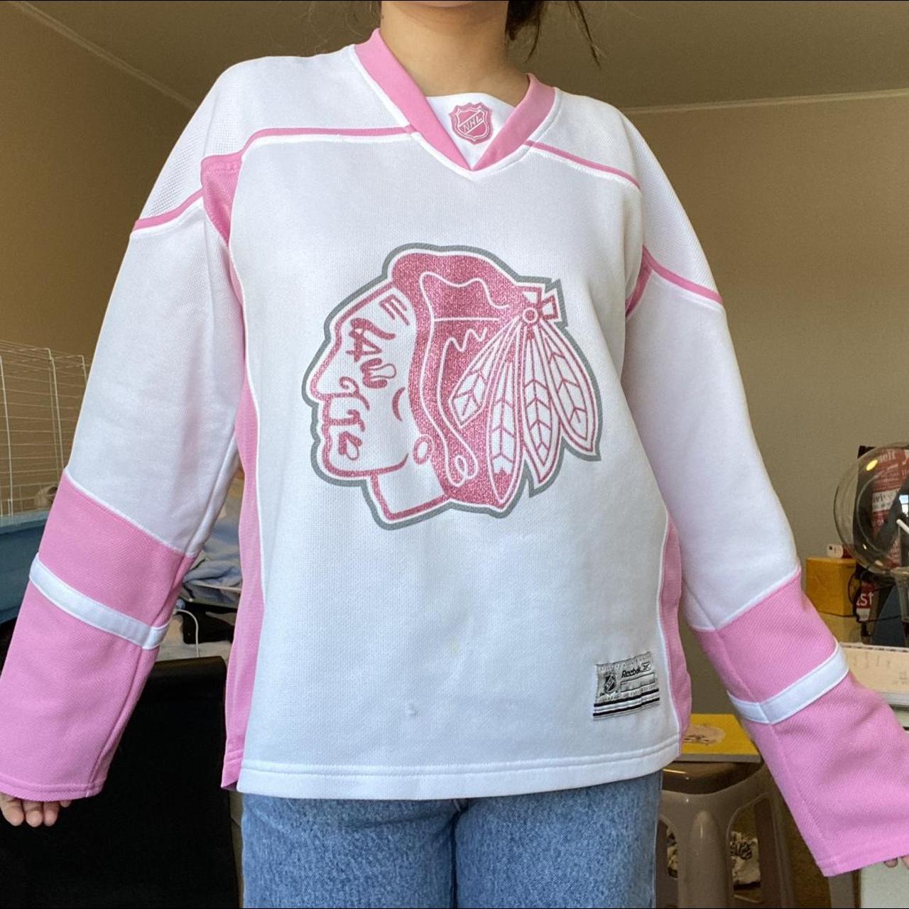 pink blackhawks shirt