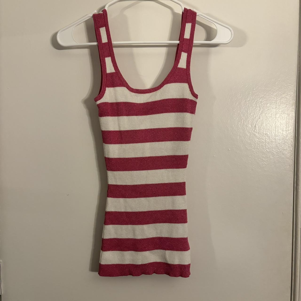 absolutely adorable, pink and white striped tank... - Depop