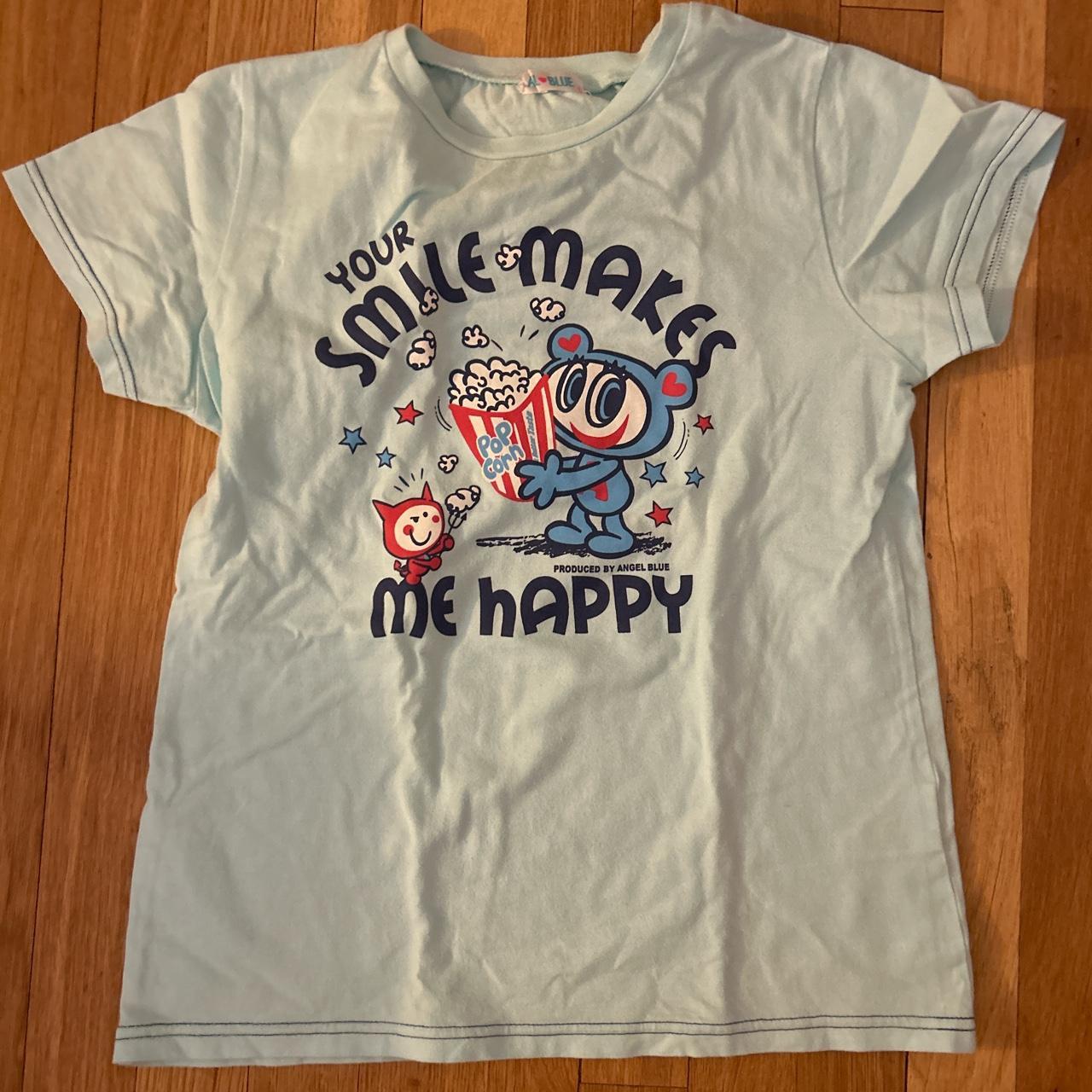 cutest angel blue your smile makes me happy tee.... - Depop