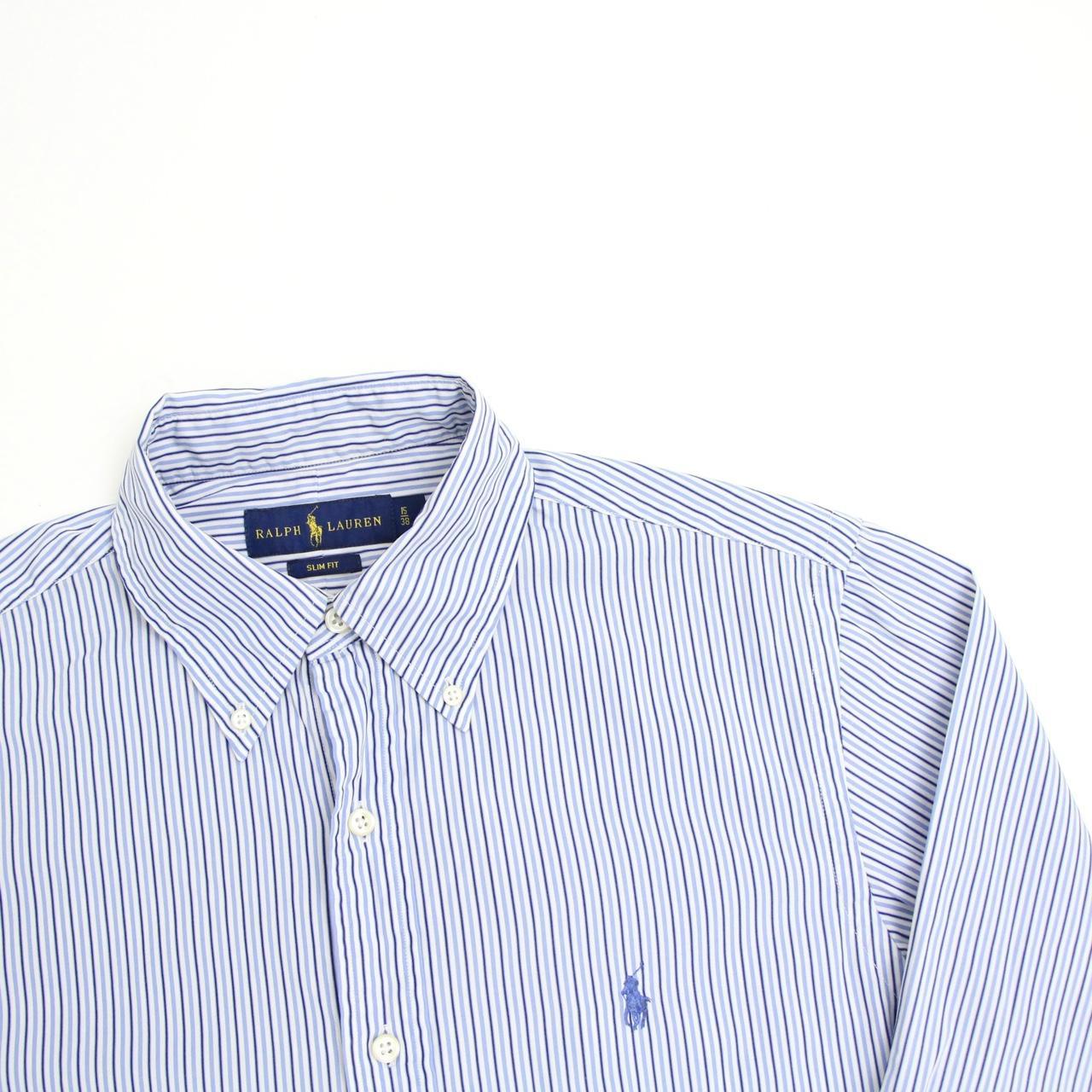 Vintage pale blue striped Ralph Lauren shirt Men’s... - Depop