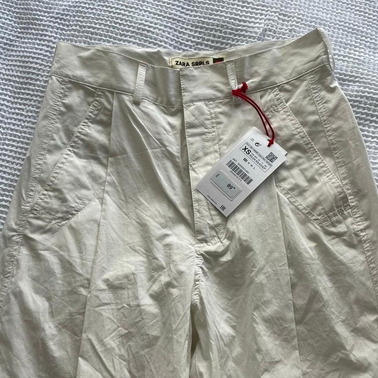 ZARA SRPLS wide leg white/ecru linen trousers Size:... - Depop