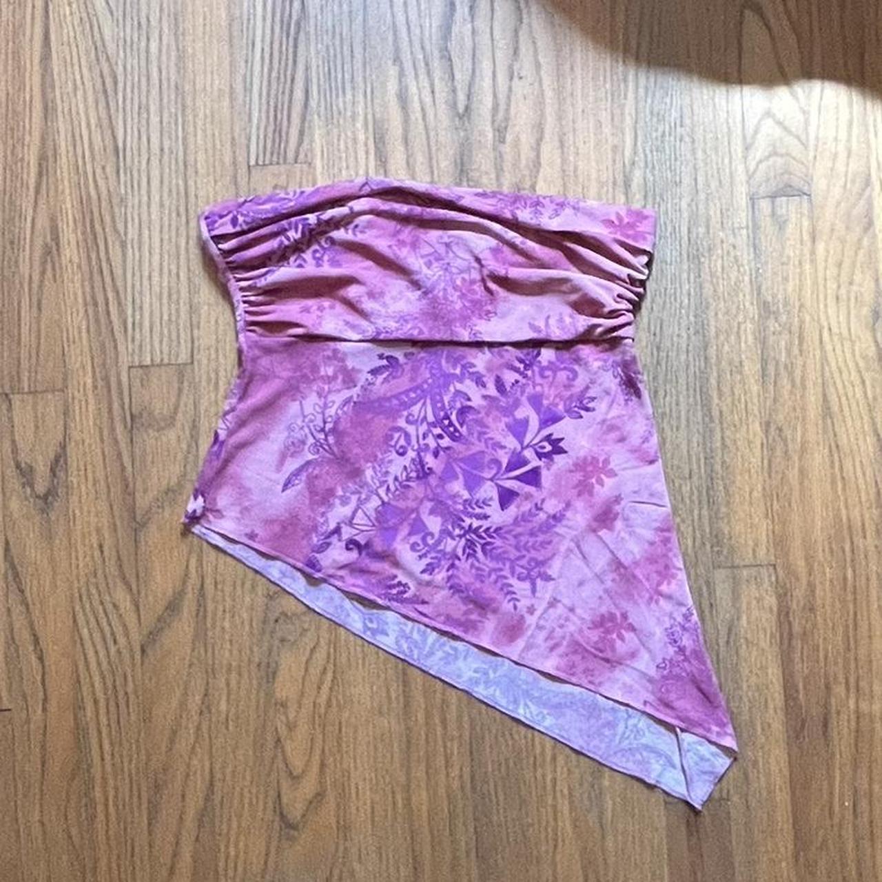 Urban outfitters y2k asymmetrical top Floral... - Depop