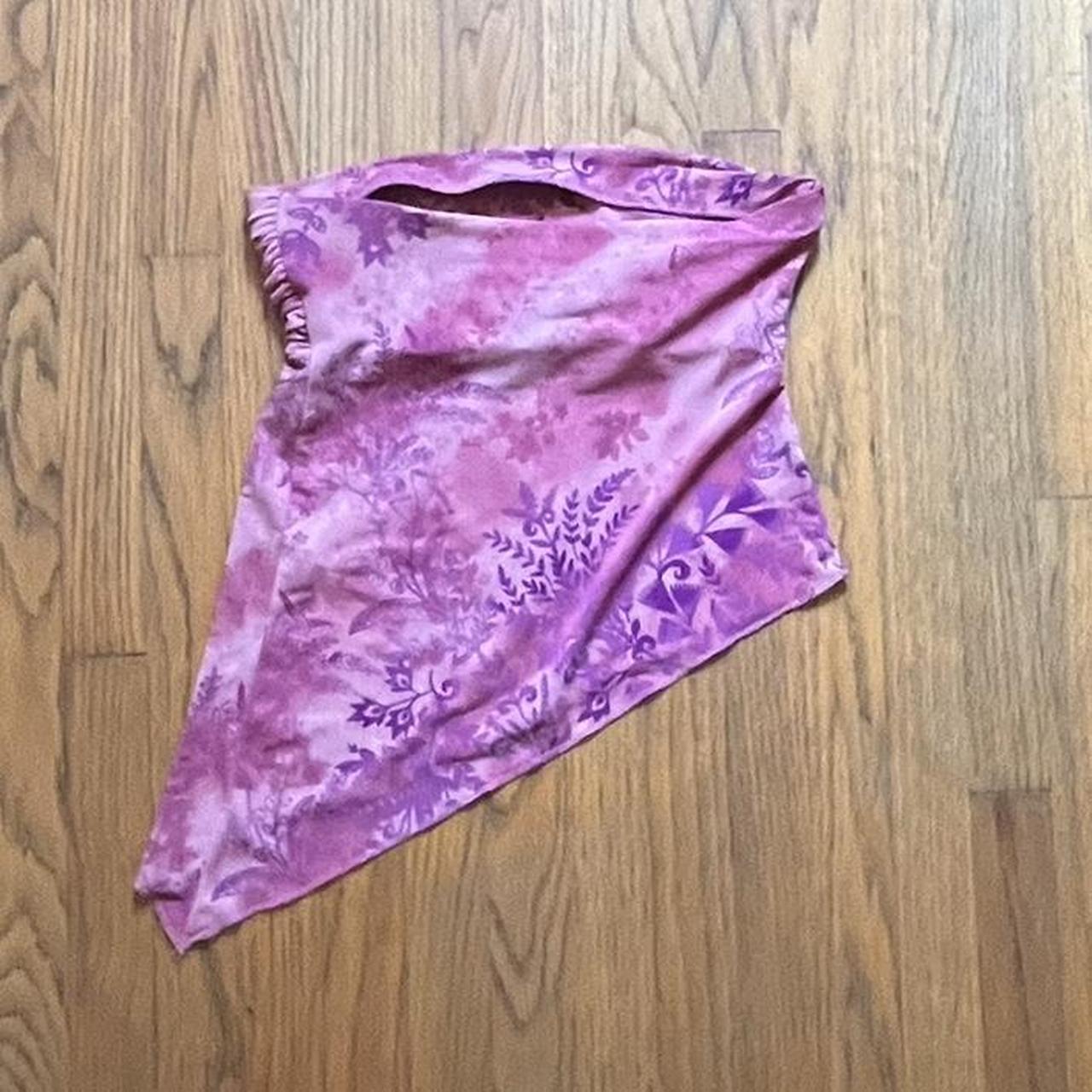 Urban outfitters y2k asymmetrical top Floral... - Depop