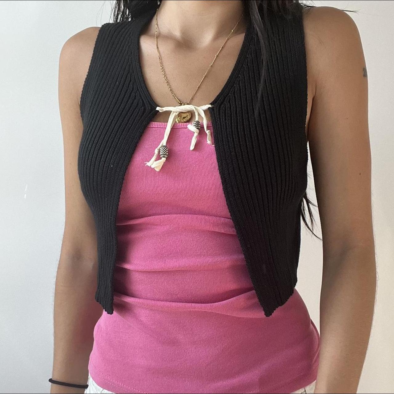 rita top 🧸🎀 black & cream cardigan with ties made... Depop