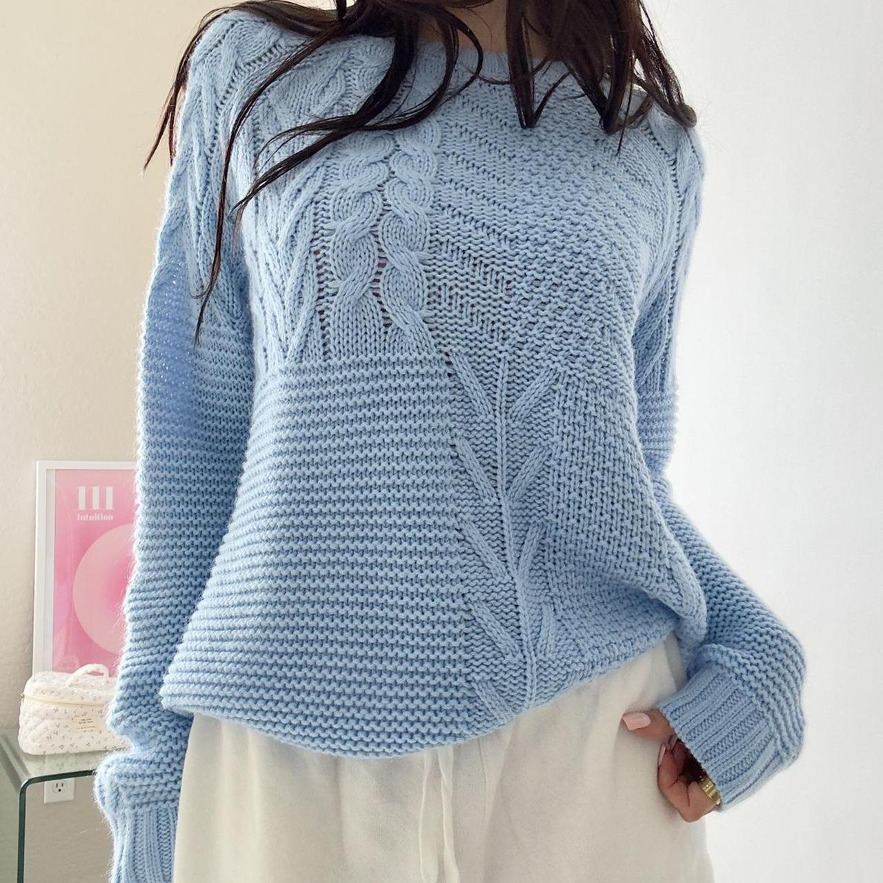 Baby Blue Soft Chunky Cable Knit … curated on LTK