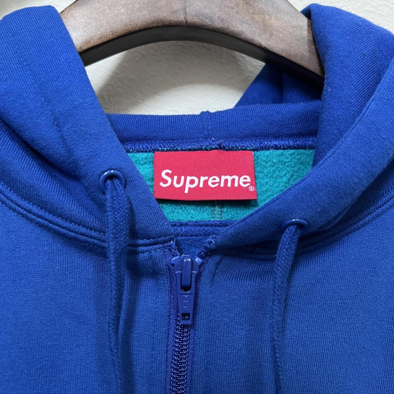 supreme paneled zip-up hooded sweatshirt • royal