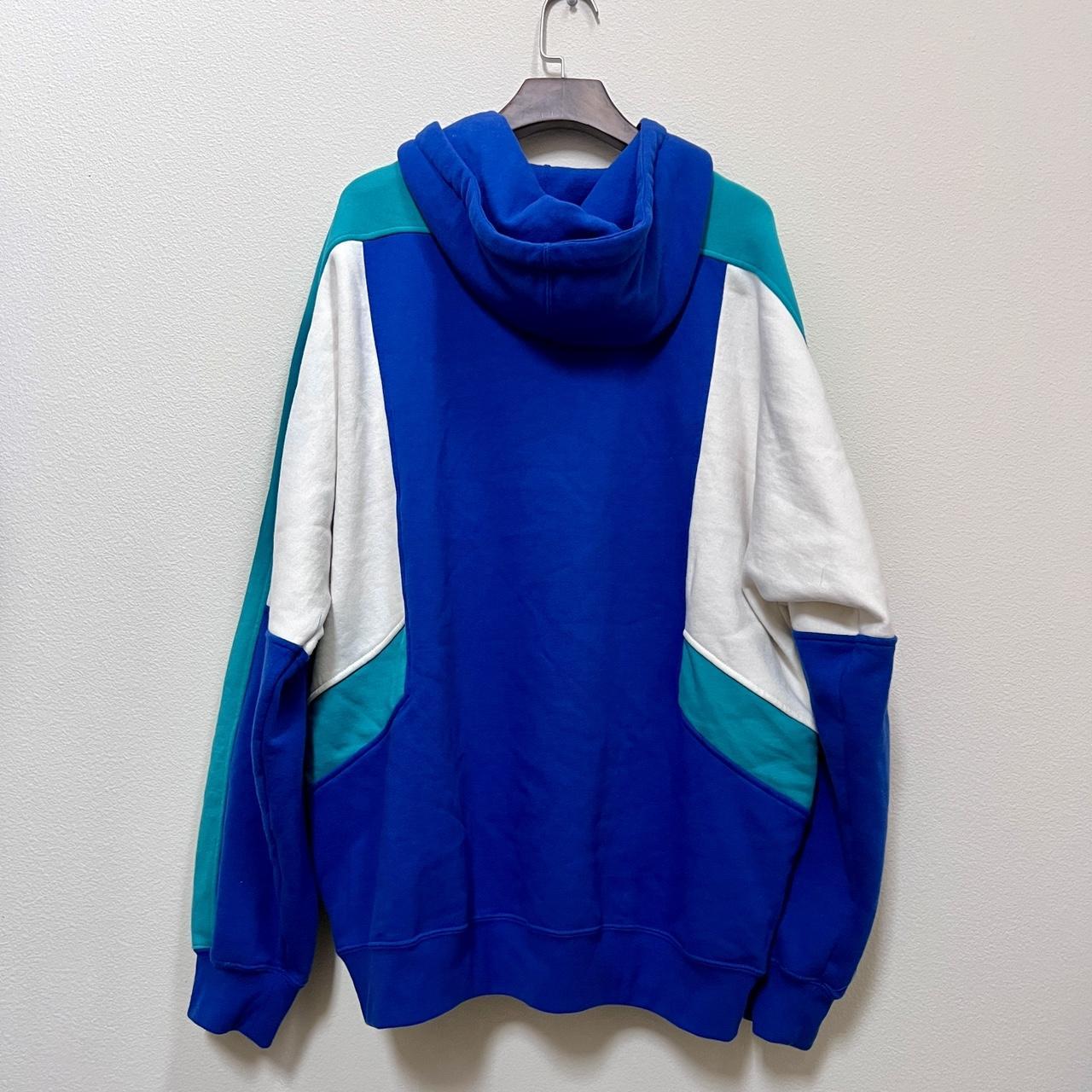 supreme paneled zip-up hooded sweatshirt • royal - Depop