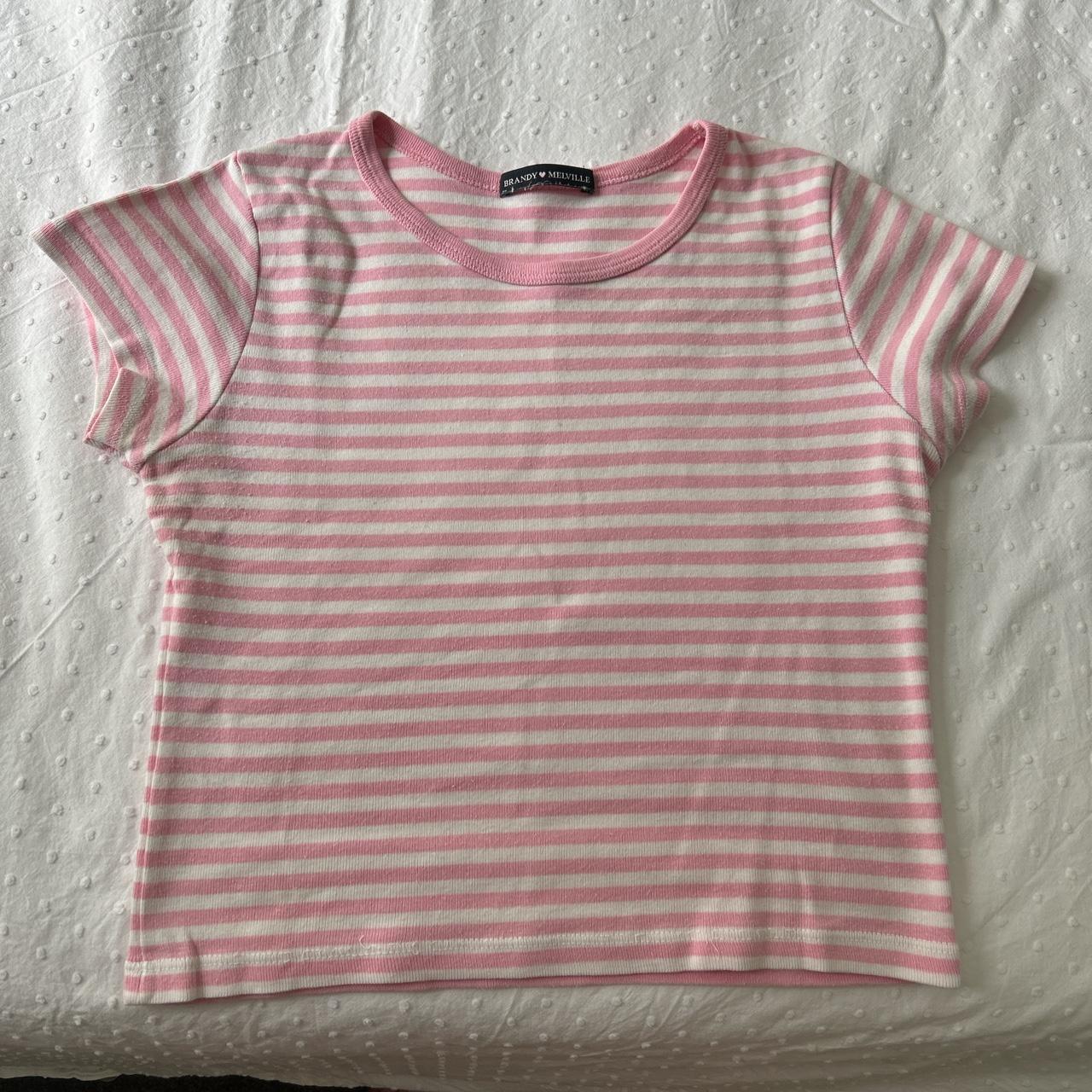 RARE Brandy baby tee - pink and white stripes. Not... - Depop