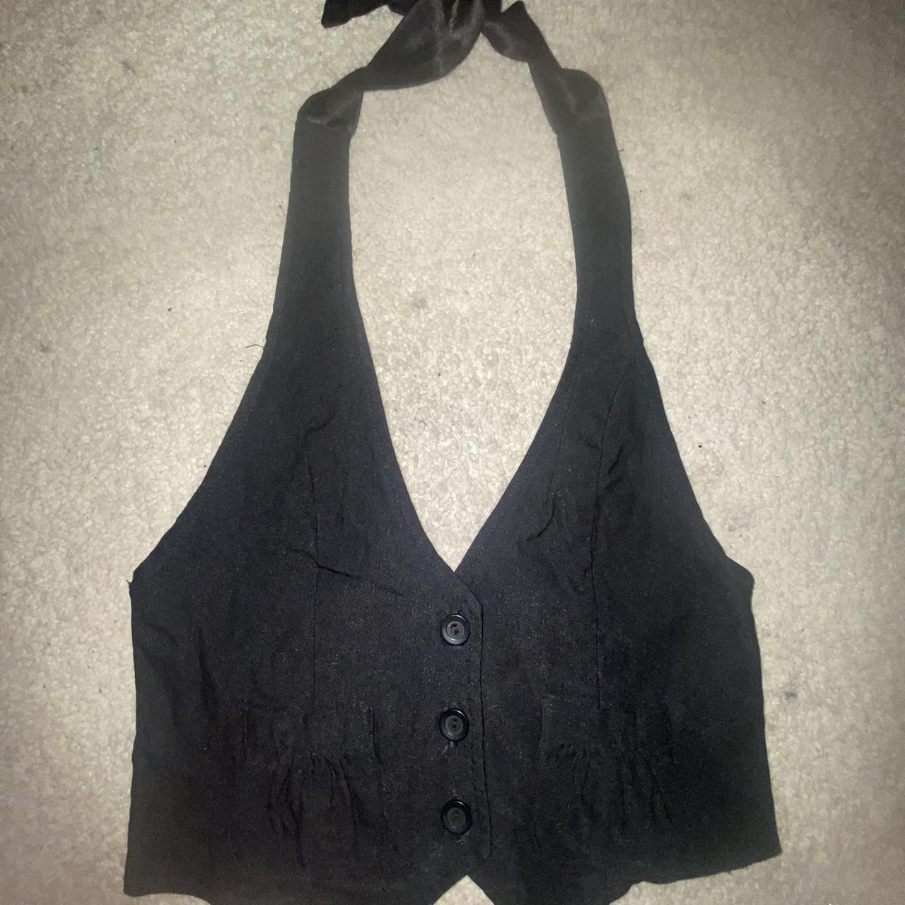 sexy black vest halter top!! very stretchy material... - Depop