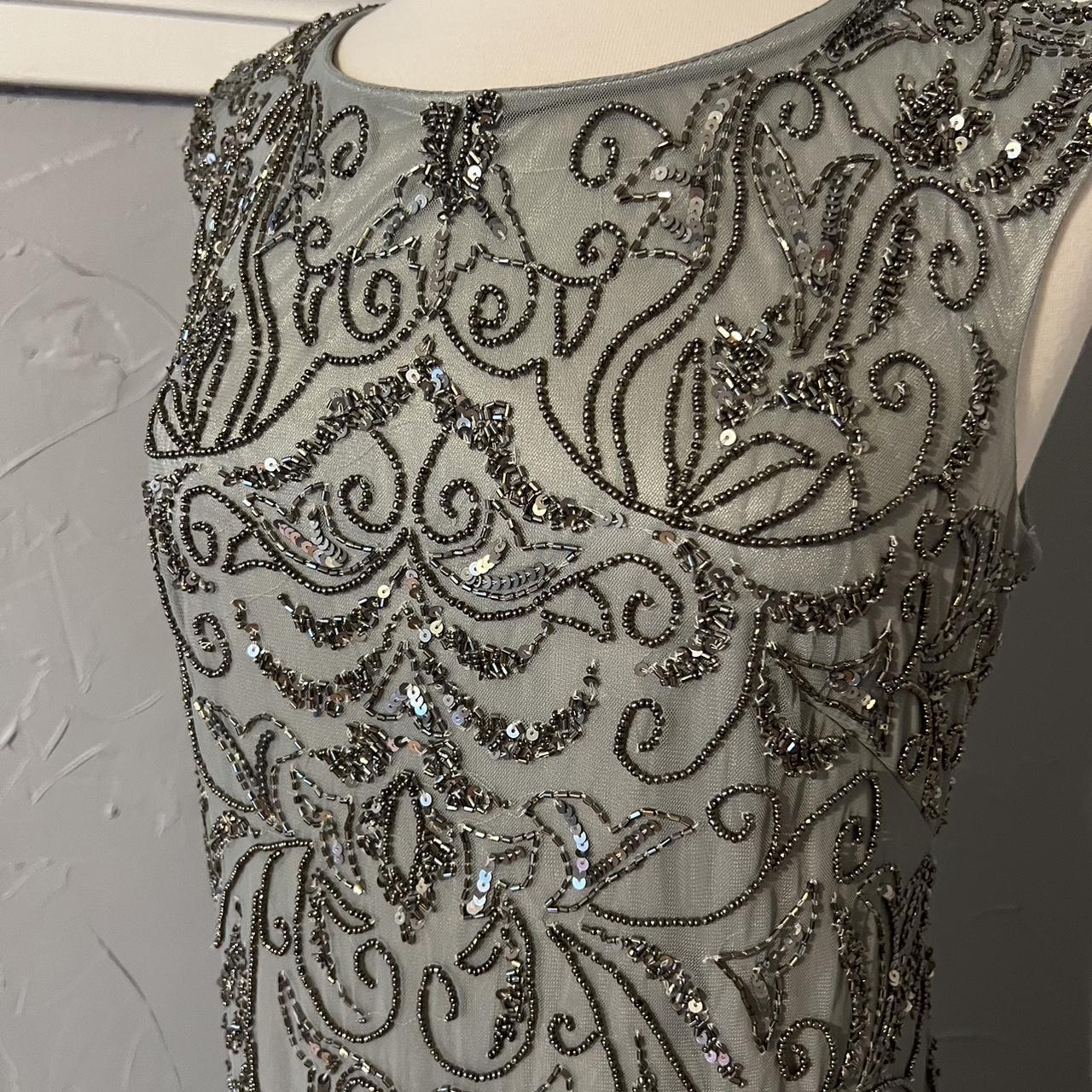 Stunning silver gown with intricate hand sewn Depop