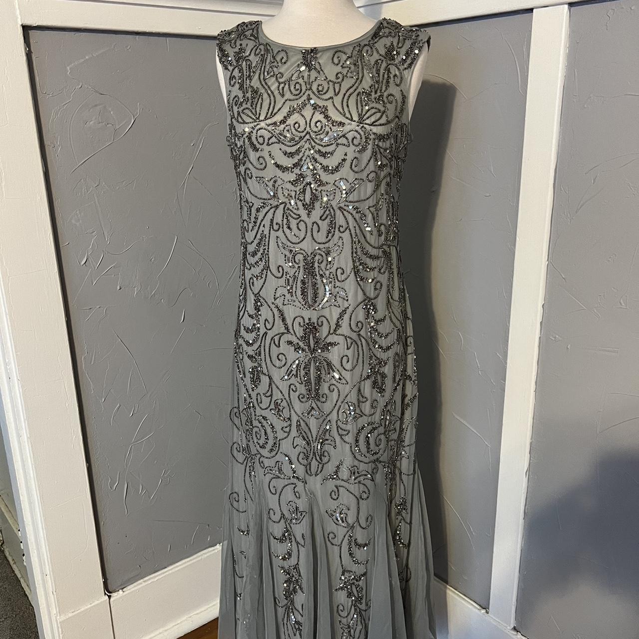 Stunning silver gown with intricate hand sewn Depop