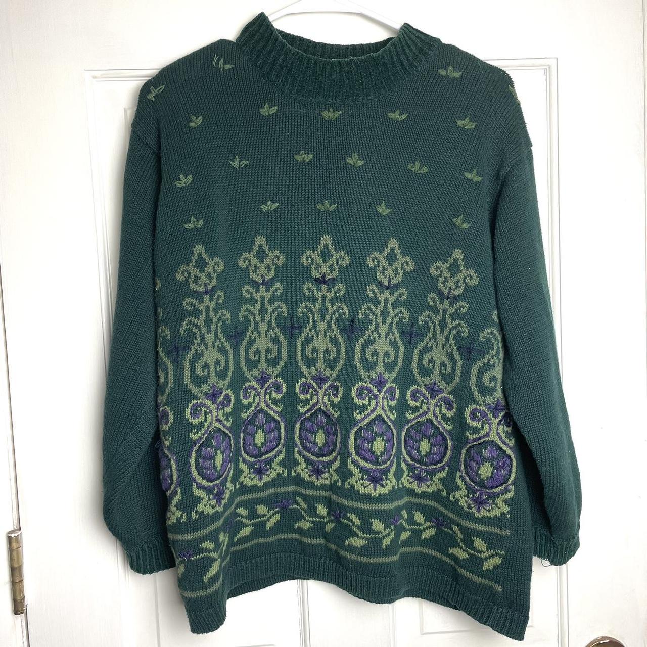 Vintage Norton McNaughton Green Knit Pattern... - Depop