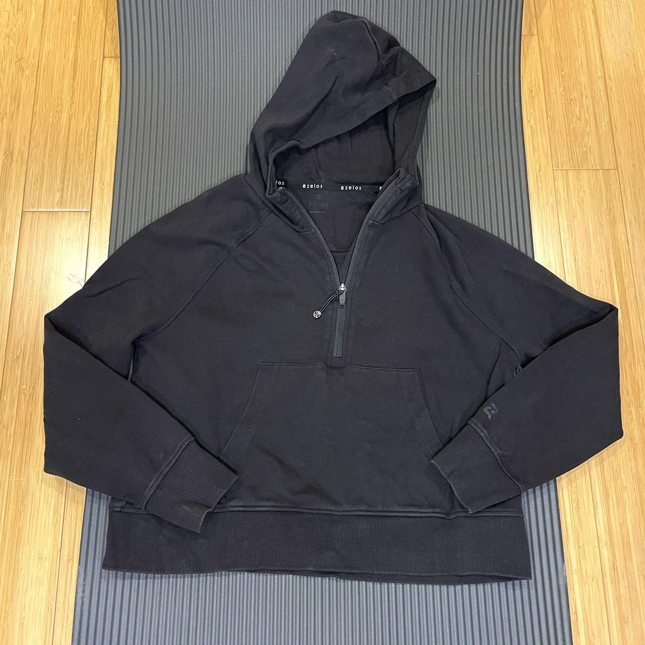 lululemon zelos black activewear half zip slightly... - Depop