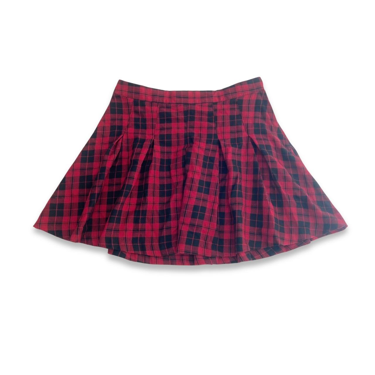 Red Plaid Pleated Mini Skirt A pleated red plaid. Depop