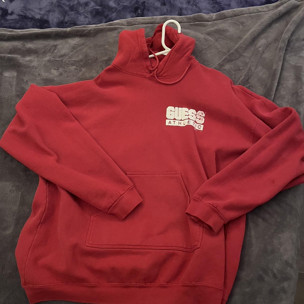 Guess Men's Red Hoodie | Depop