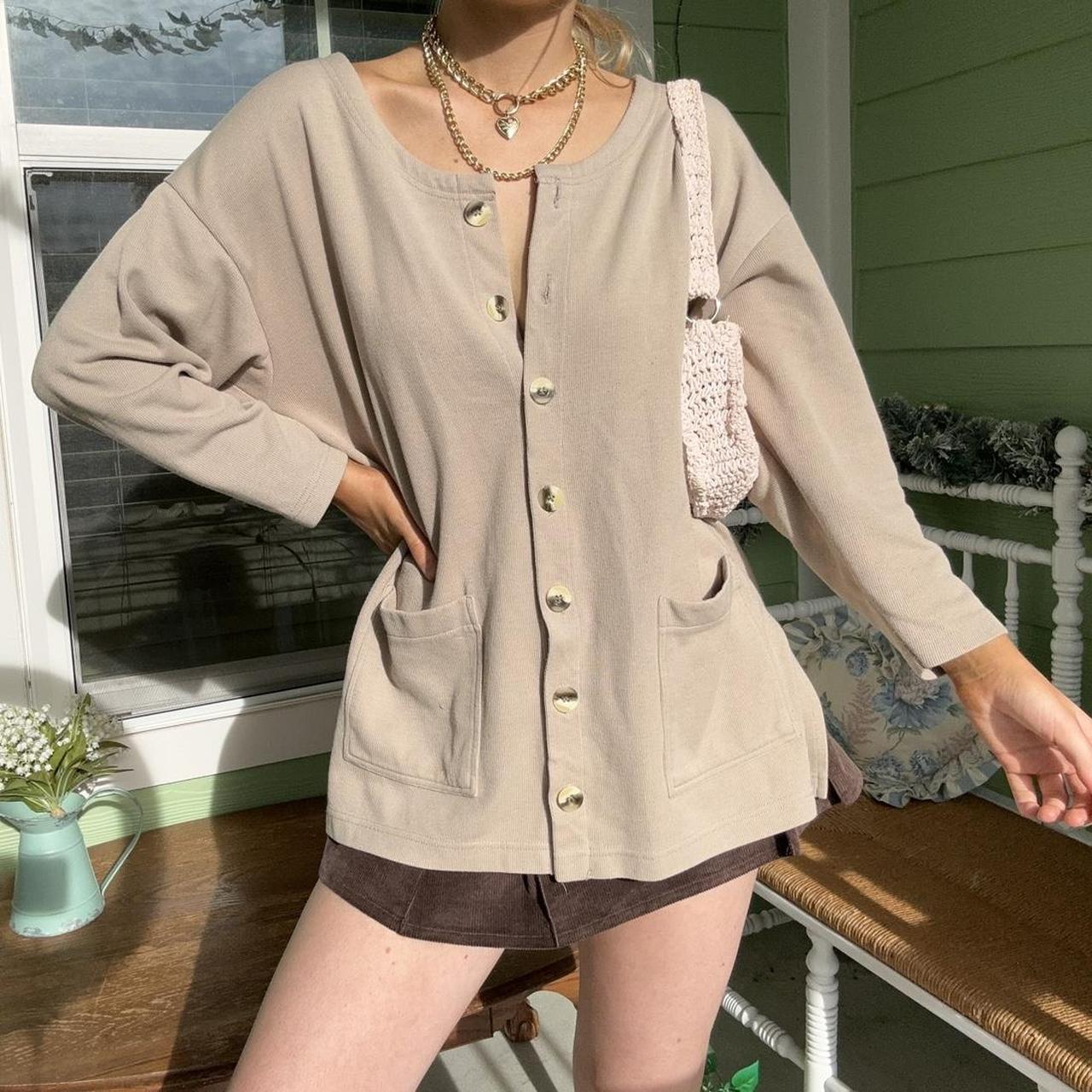 Tan button hot sale up cardigan