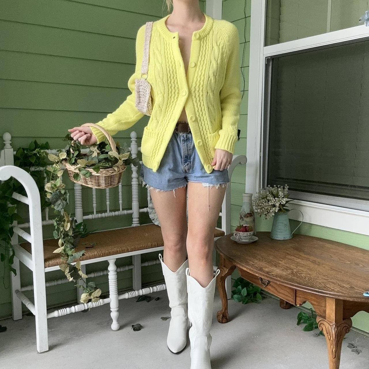 bright yellow cardigan sweater