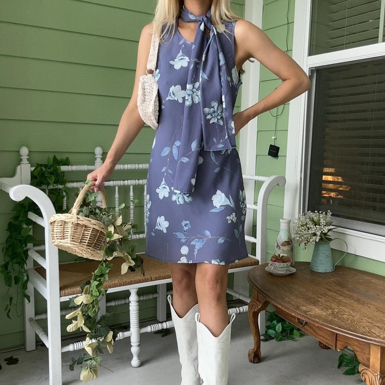 Vintage blue floral mini dress 💙, The sweetest...