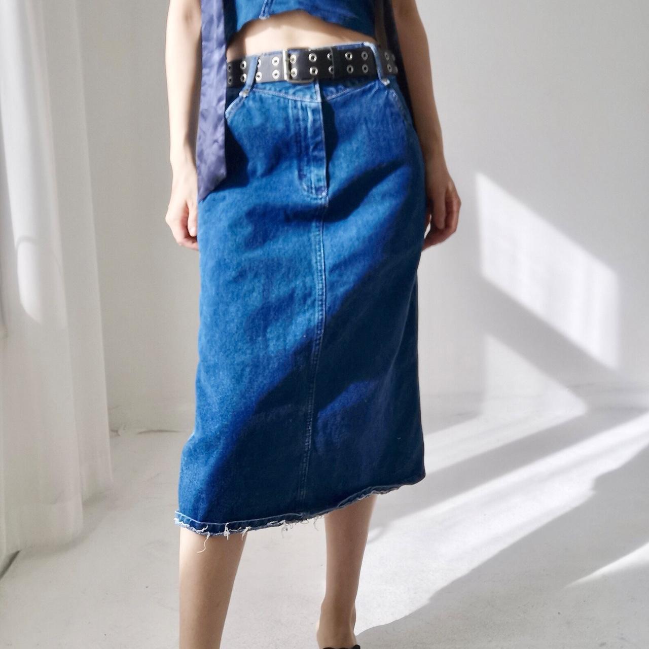 Vintage 90s Denim Maxi Skirt Waist: 26” Bought... - Depop