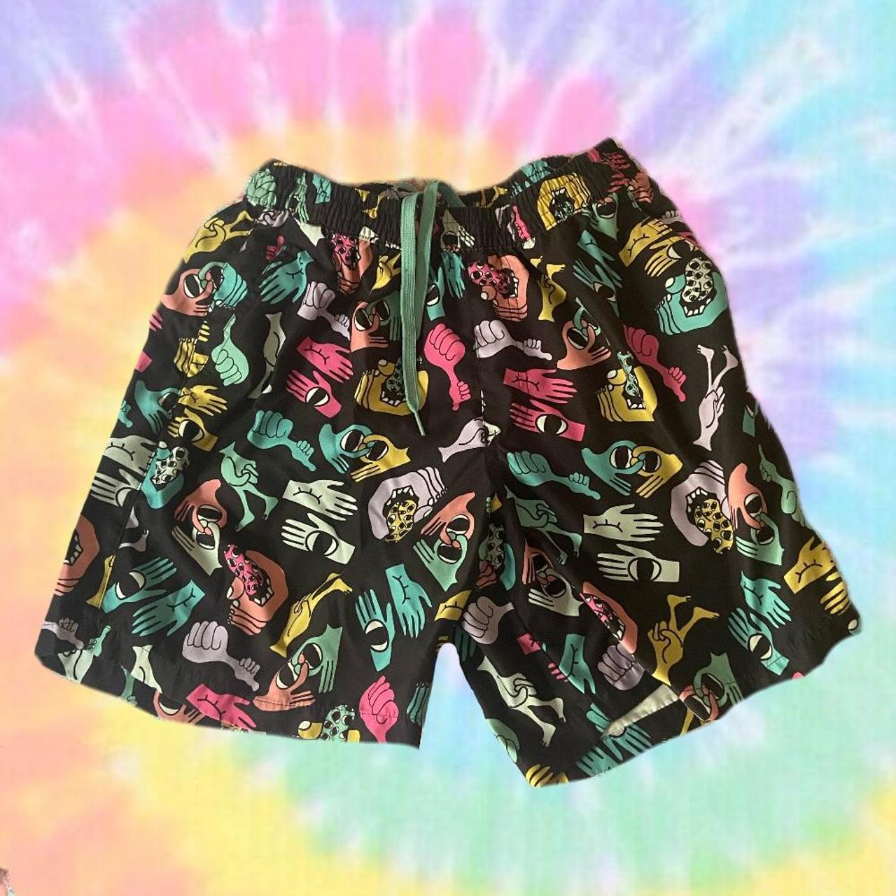 ALab Hands Print Black Board Shorts two front... Depop