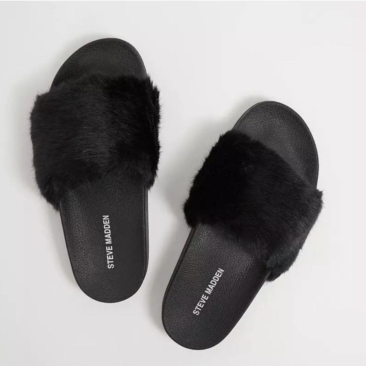 Steve Madden Softey Faux Fur Slide Sandals Women s Depop