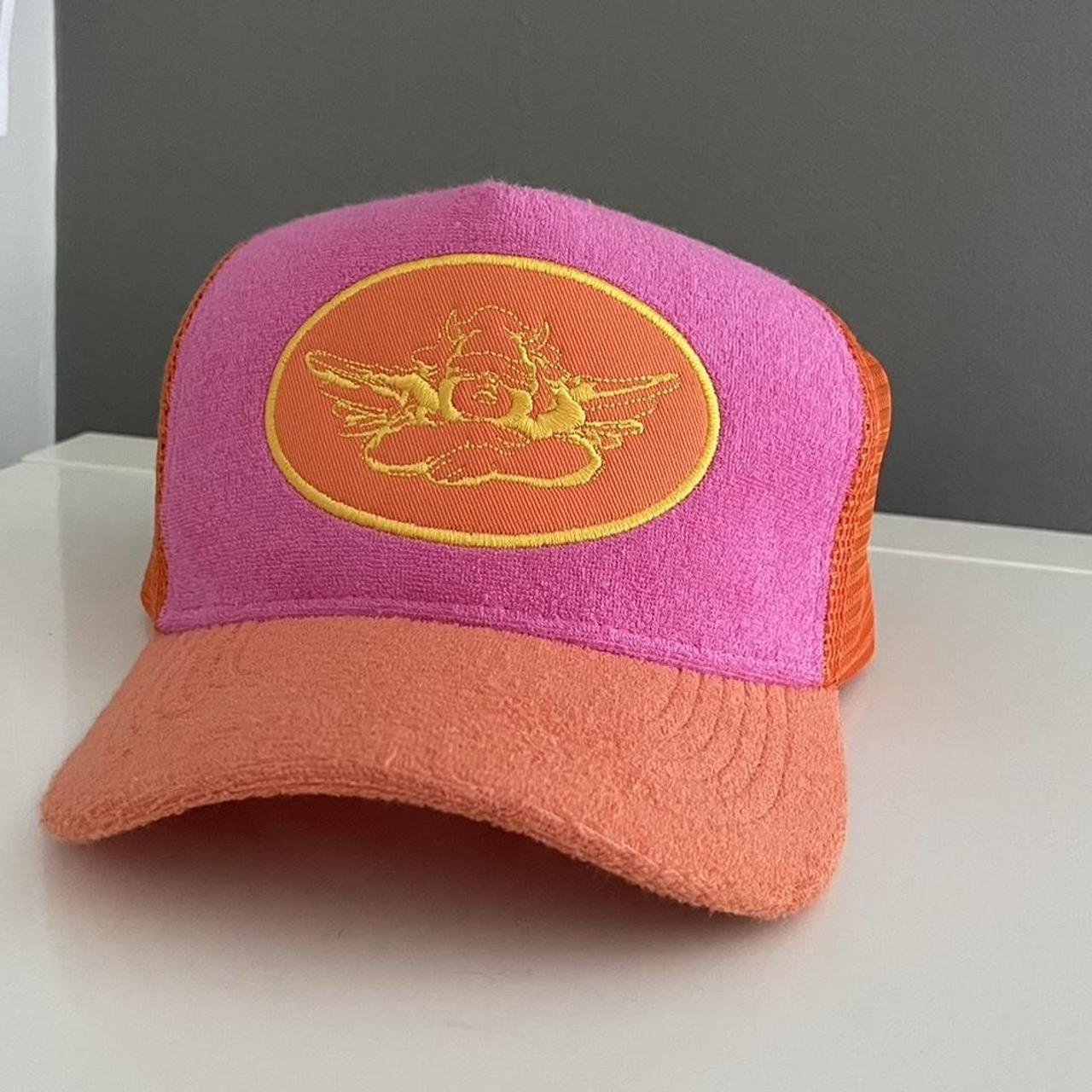 Women's Pink and Orange Hat Depop