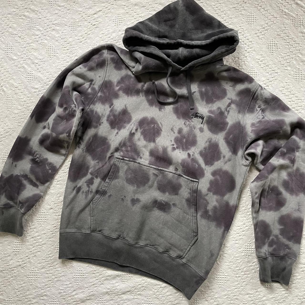 Stüssy Men's Purple and Grey Hoodie | Depop