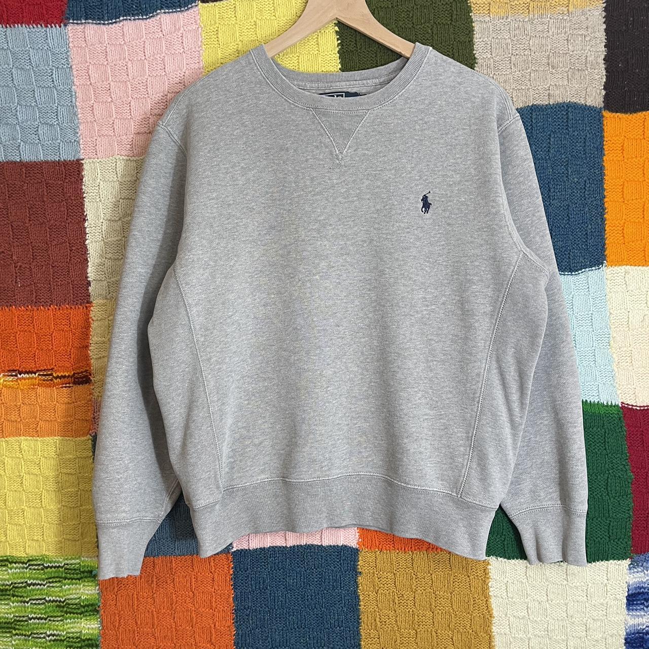 Polo Ralph Lauren Men's Grey and Navy Sweatshirt | Depop