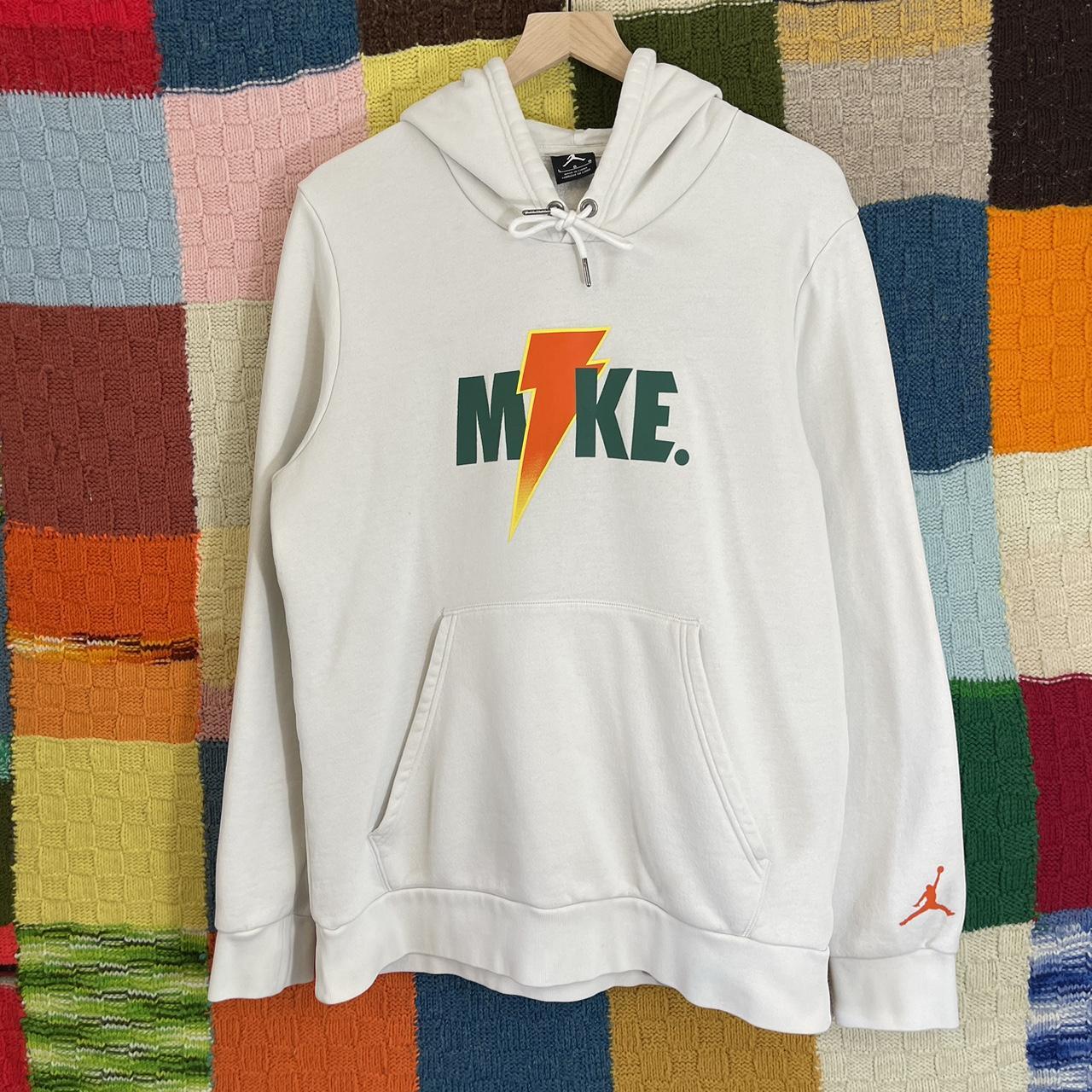 Jordan Men's White and Orange Hoodie Depop