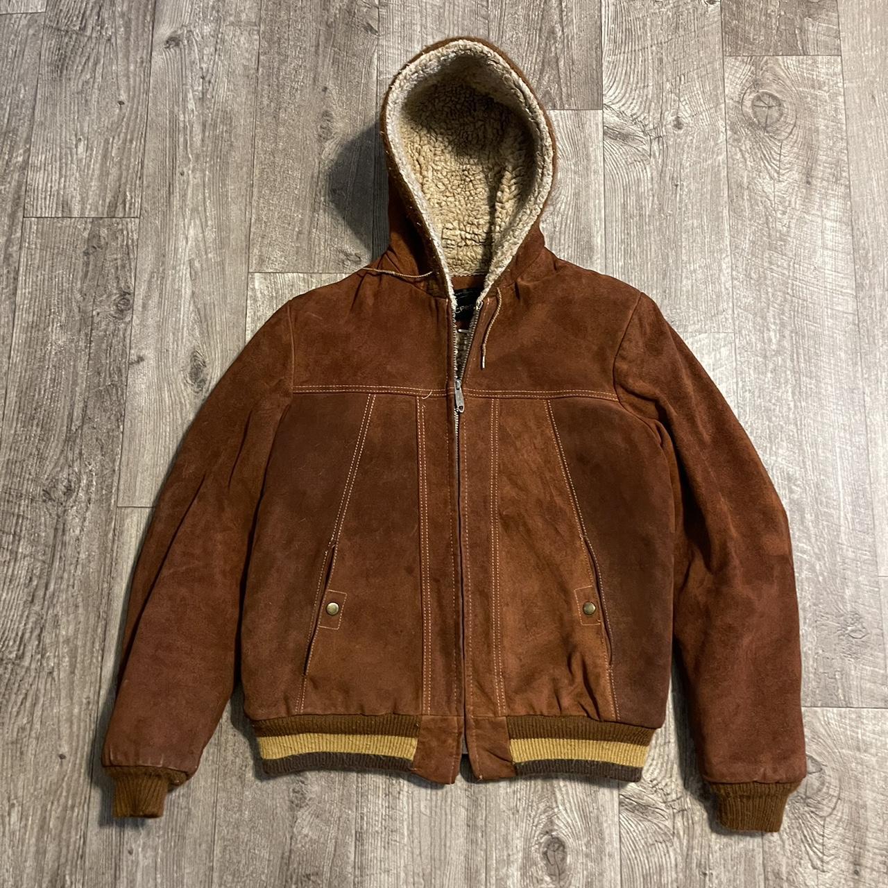 Vintage 1970s JCPenney leather suede zip up jacket... - Depop