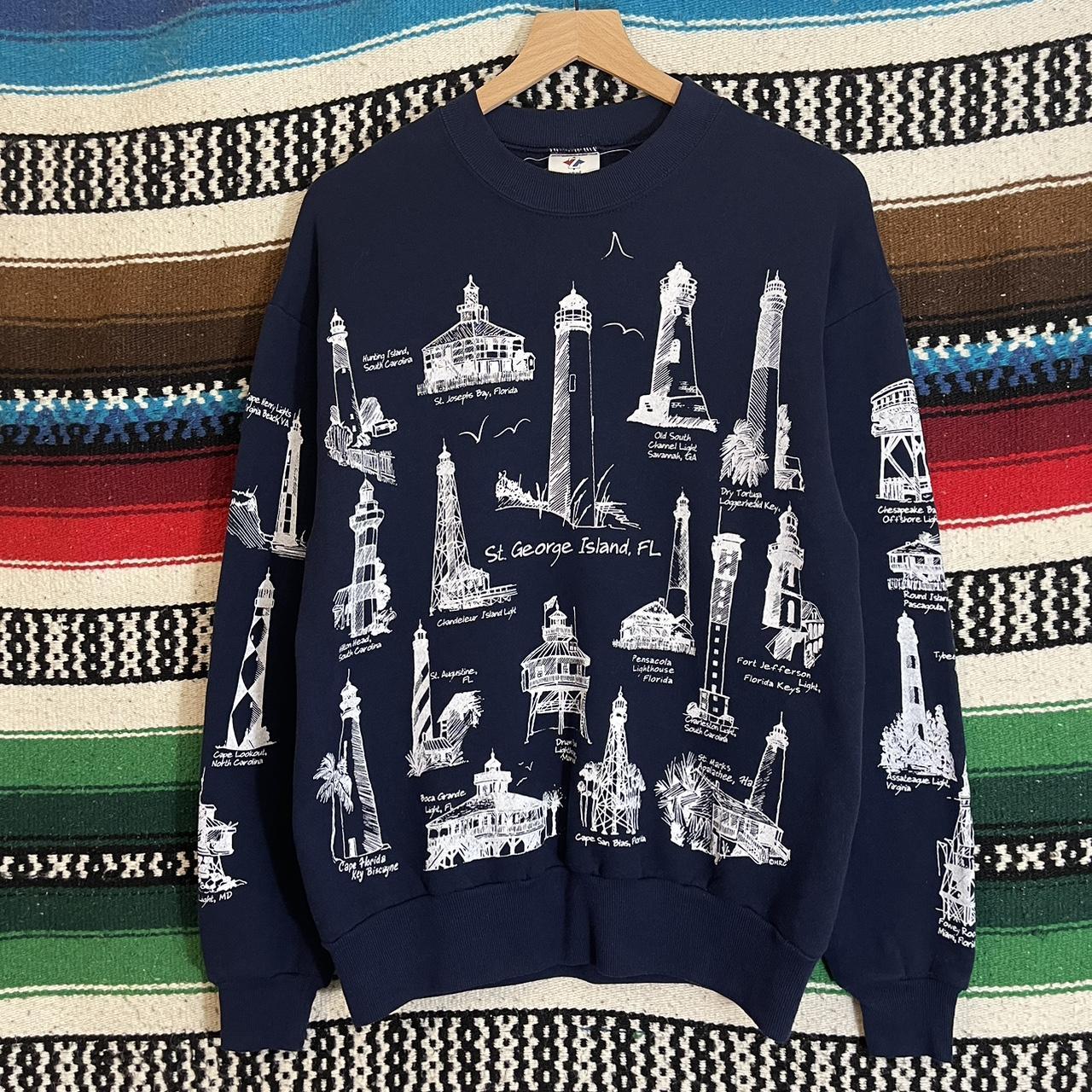 Vintage Florida lighthouse all over print crewneck... - Depop