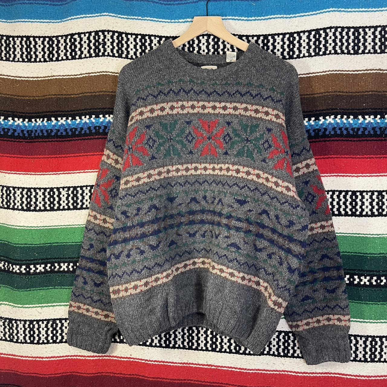 Vintage Gap wool thick knit pattern sweater Tagged... - Depop