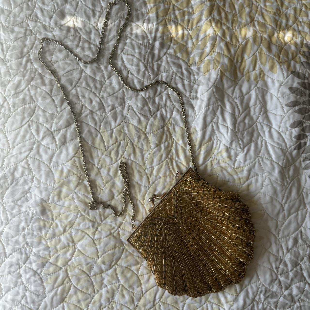 Elka beautiful shell shaped clutch 🐚 Golden beaded... - Depop