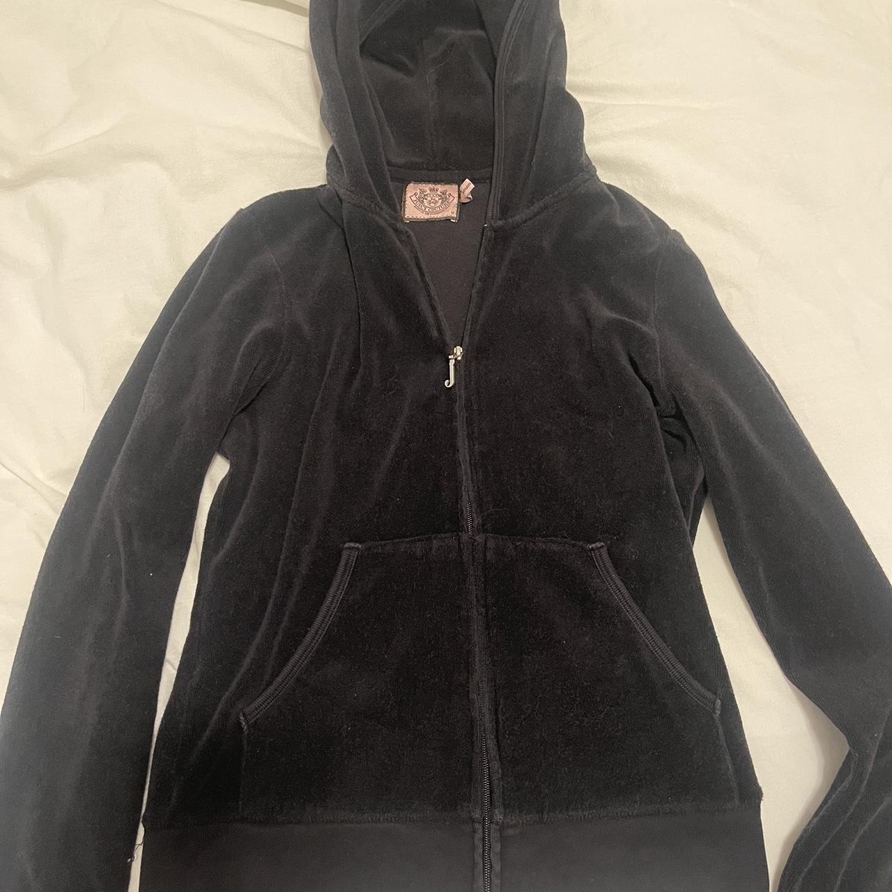 juicy couture black terry cloth zip up size medium... Depop