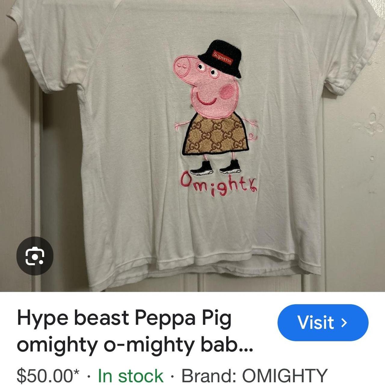 Black Omighty Gucci supreme peppa pig baby tee Depop