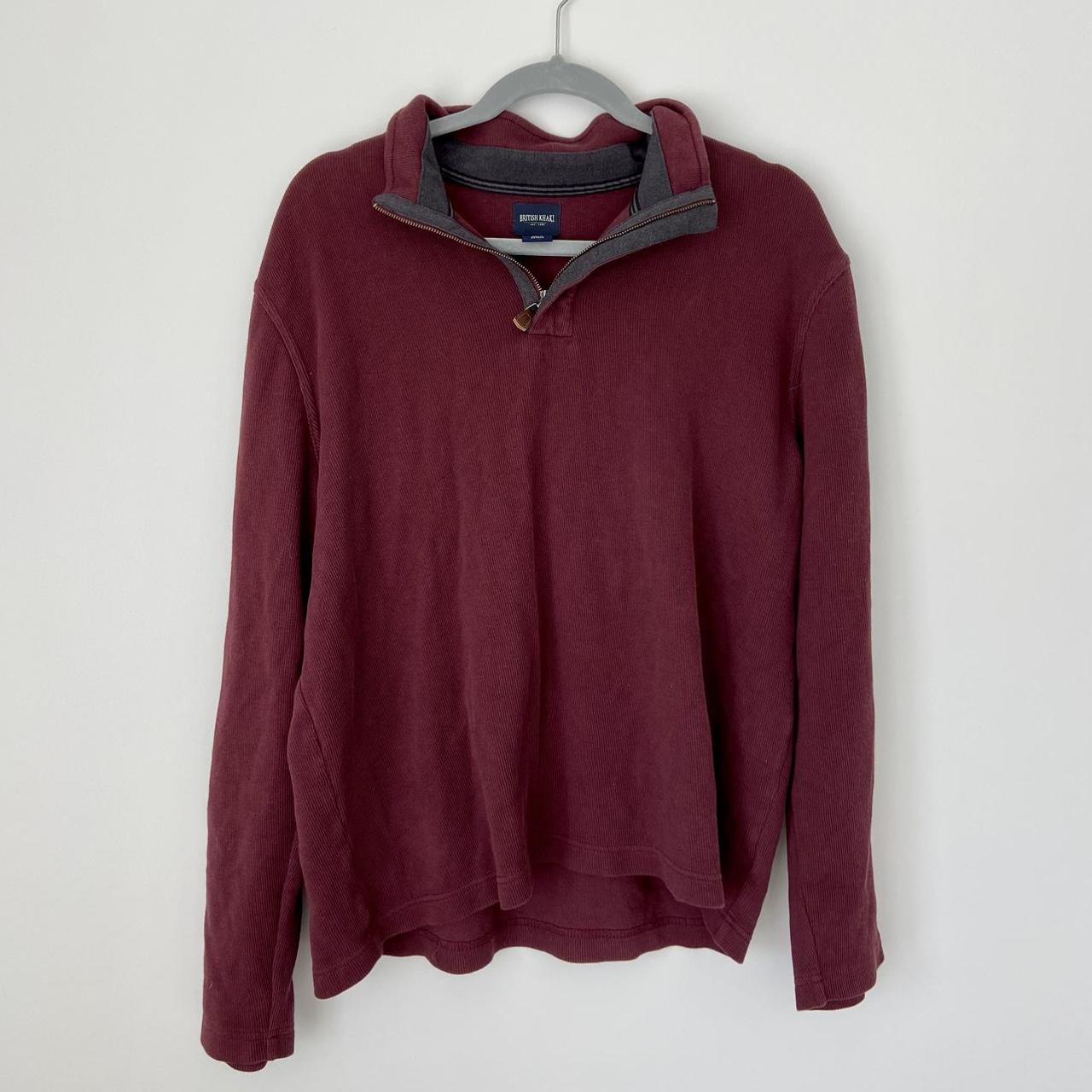 Maroon Ribbed Quarter Zip lightweight great... - Depop