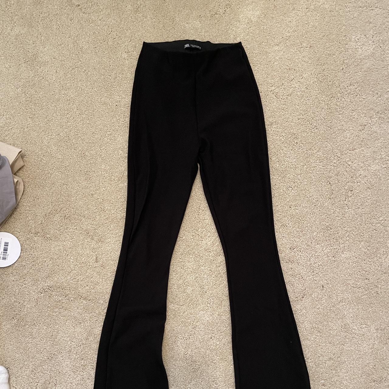 zara ribbed flare leggings never worn size s - Depop