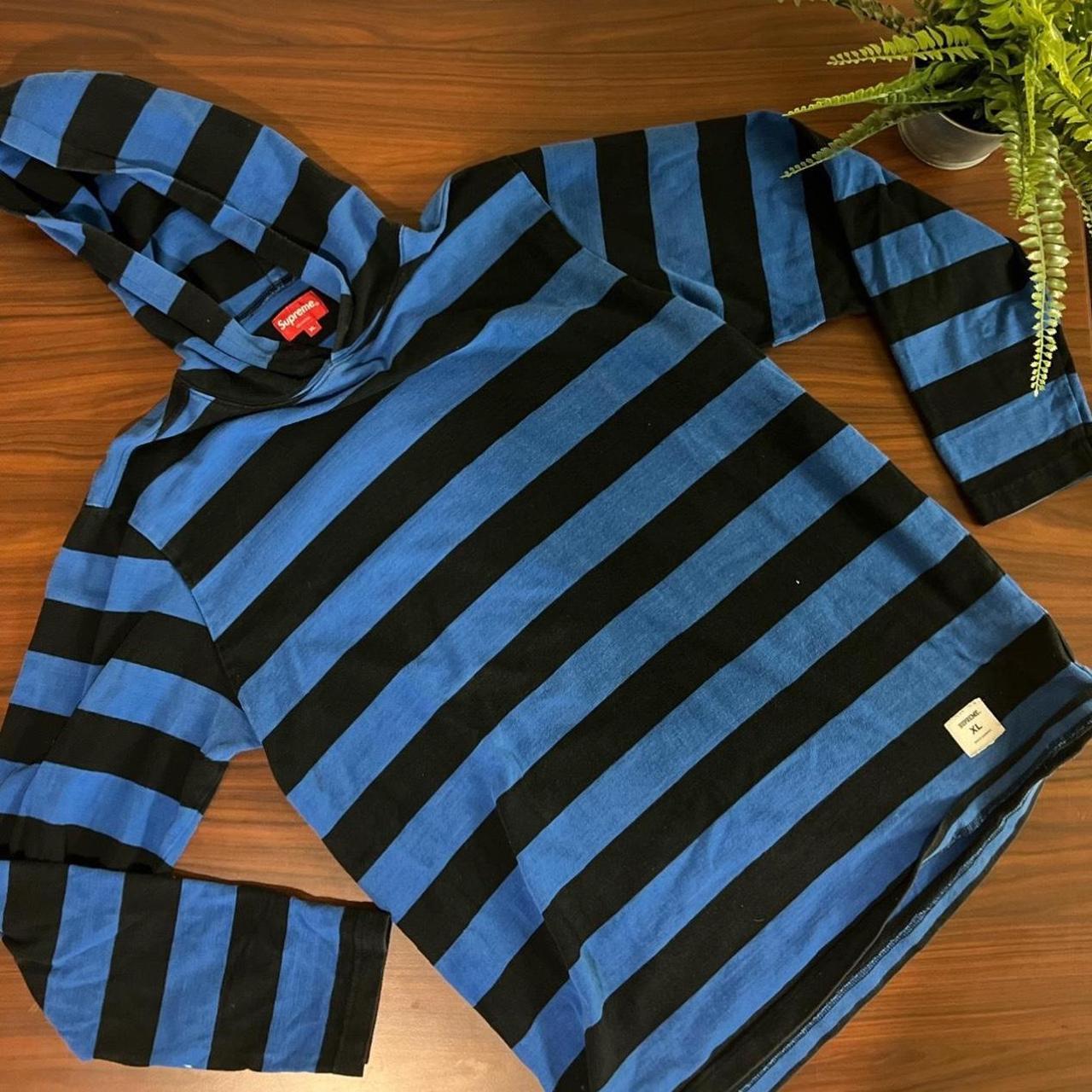 Supreme Black and Blue Striped Hoodie MEN S SIZE XL