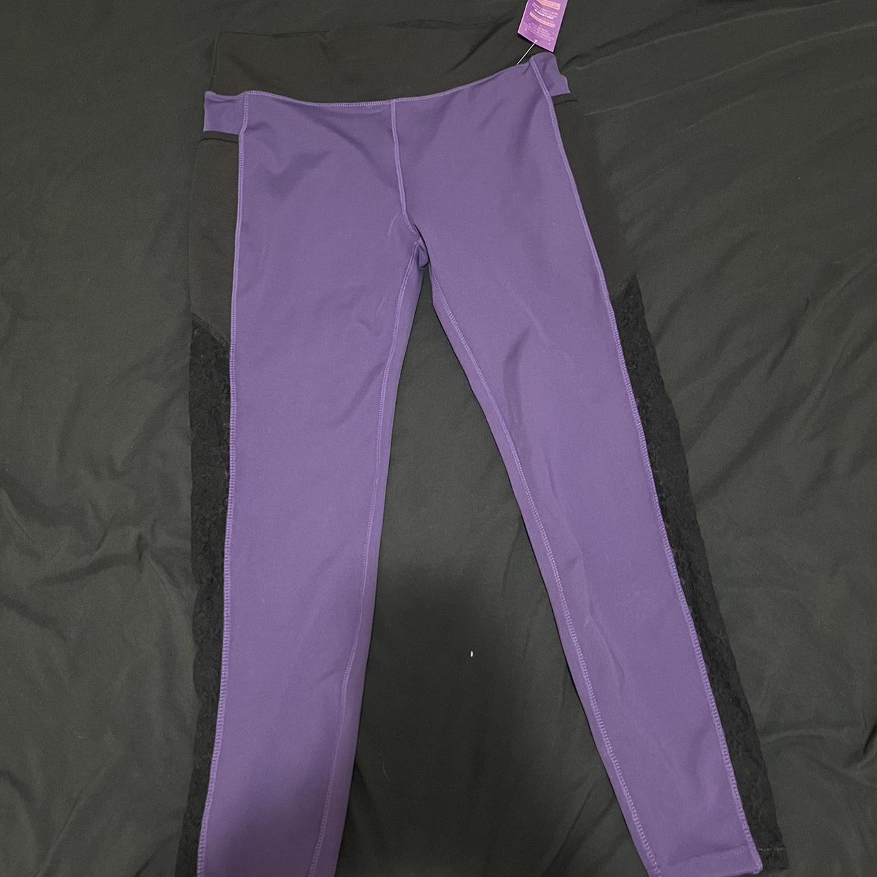 popfit purple and black leggings lace detailing on Depop