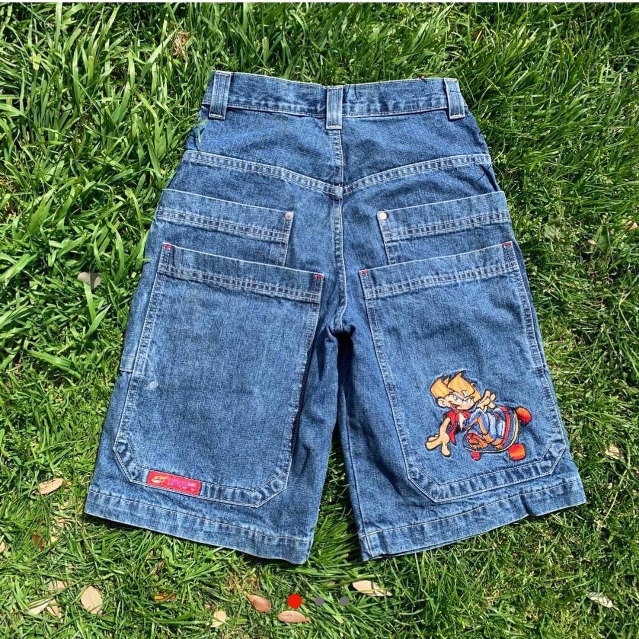 VINTAGE BAGGY SKATER JEAN SHORTS Graphic design on... Depop