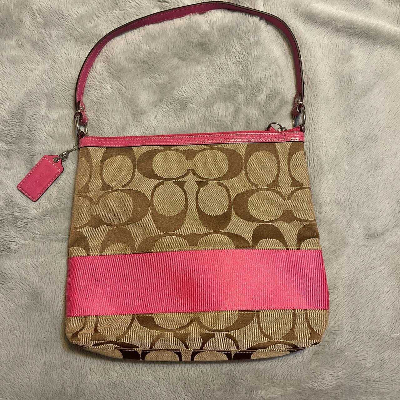 Coach Brown + Pink Hand Bag - Depop