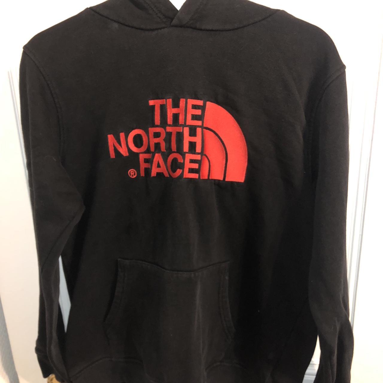 The North Face Men's Black and Red Hoodie | Depop