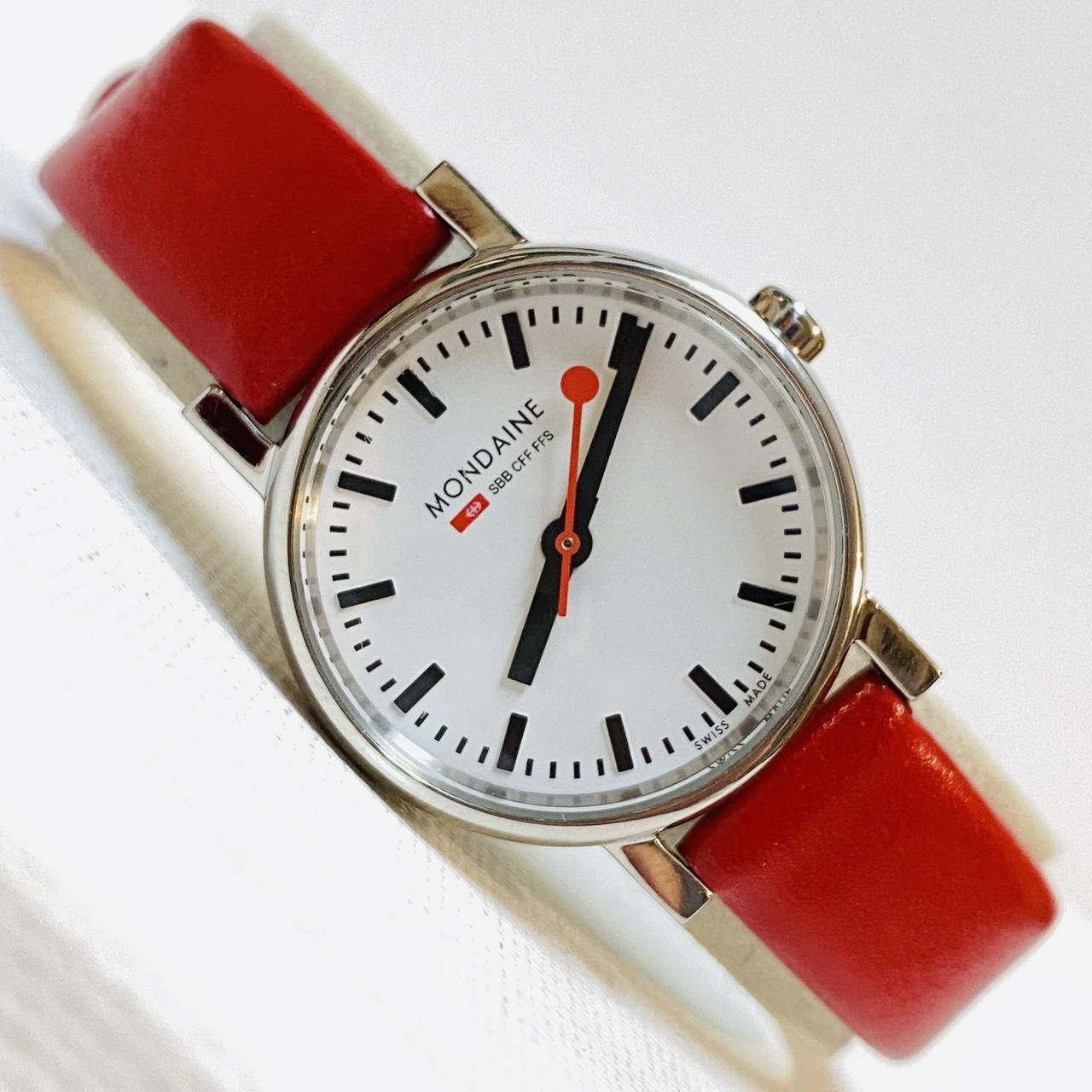 Mondaine Women's Silver and Red Watch