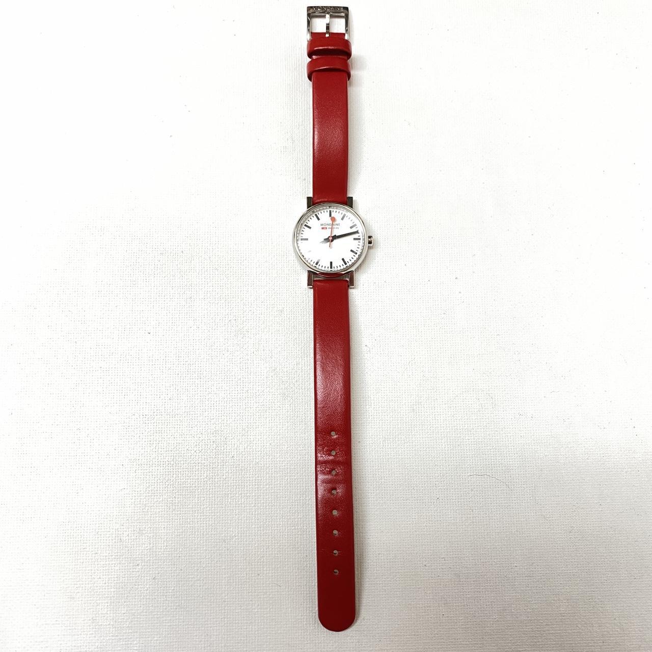 Mondaine Women's Silver and Red Watch (2)