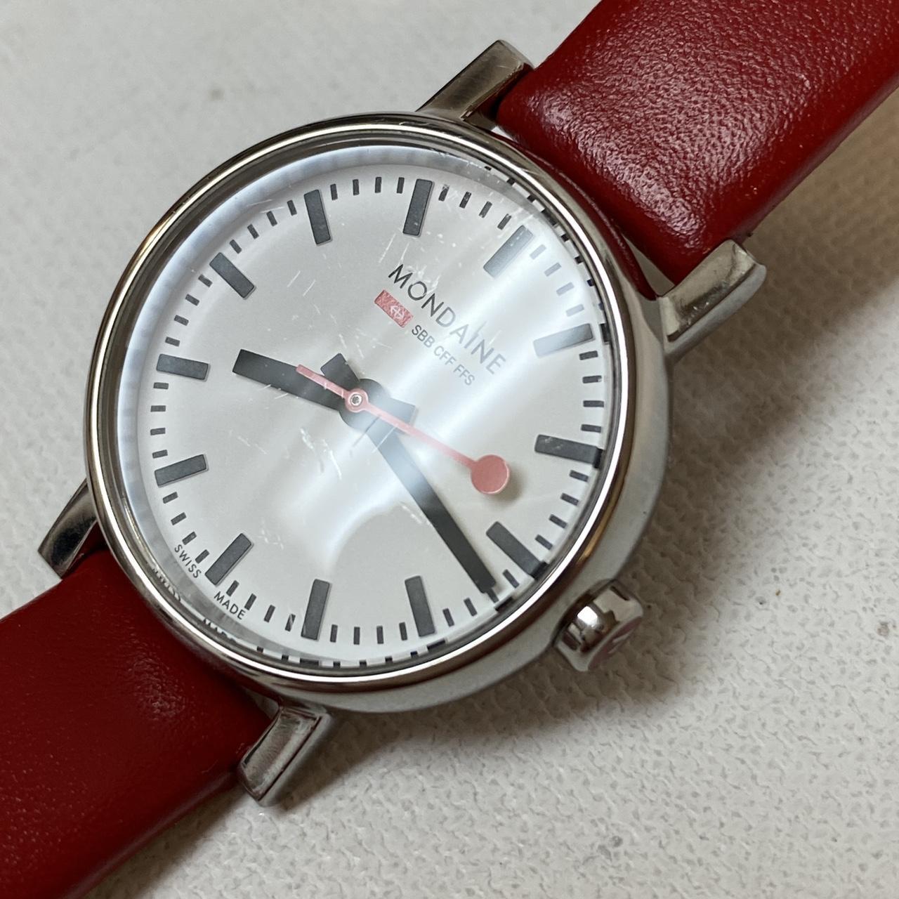 Mondaine Women's Silver and Red Watch (3)