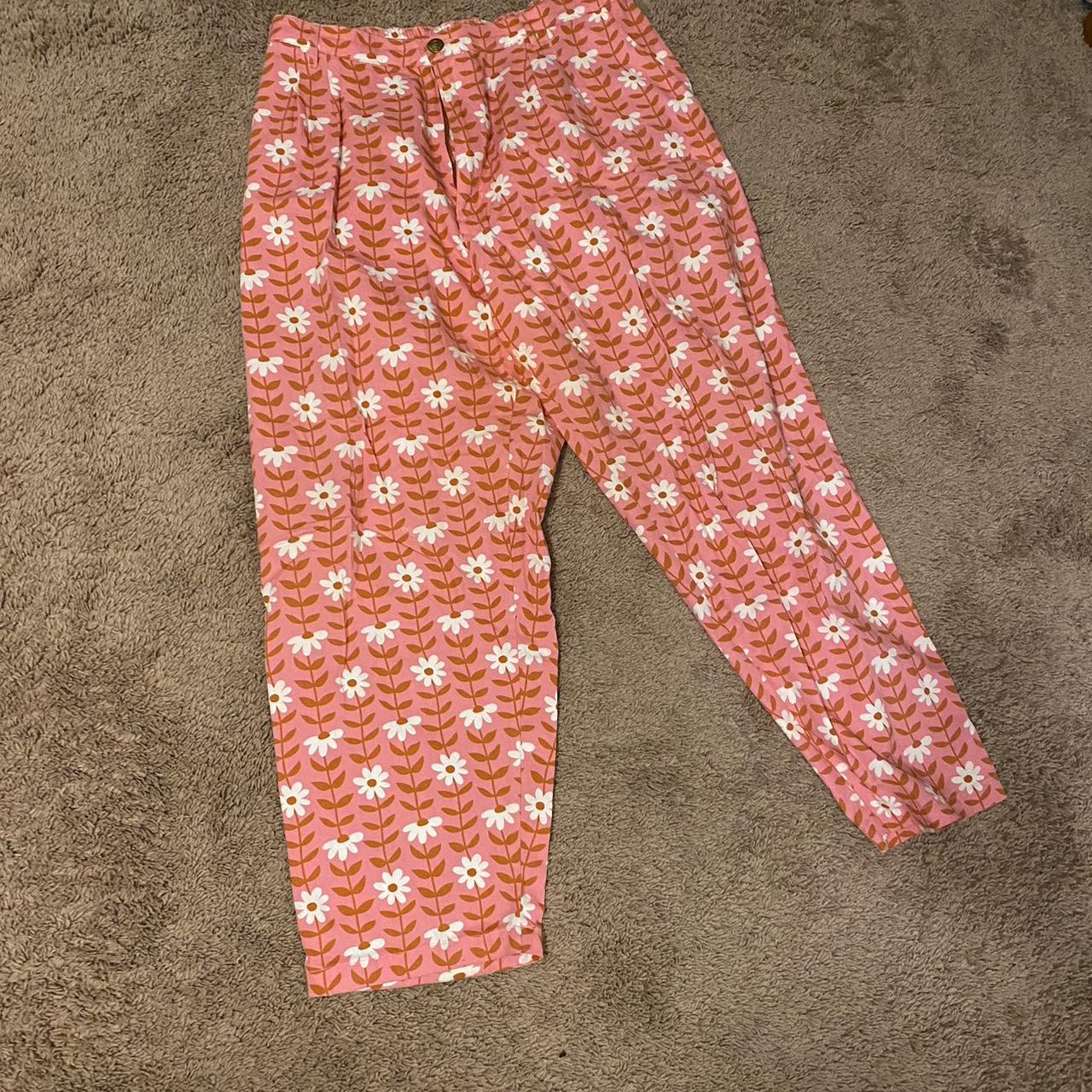 Big Bud press trouser pants size XL in pink daisy... - Depop