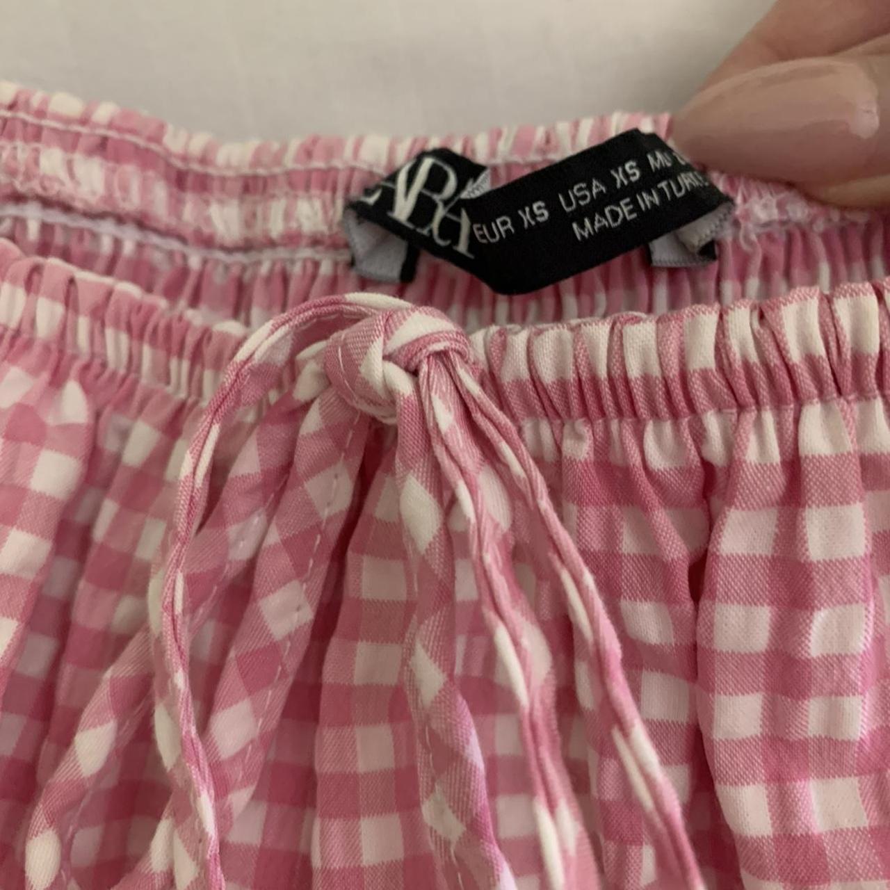 zara pink gingham mini dress worn once, in... Depop