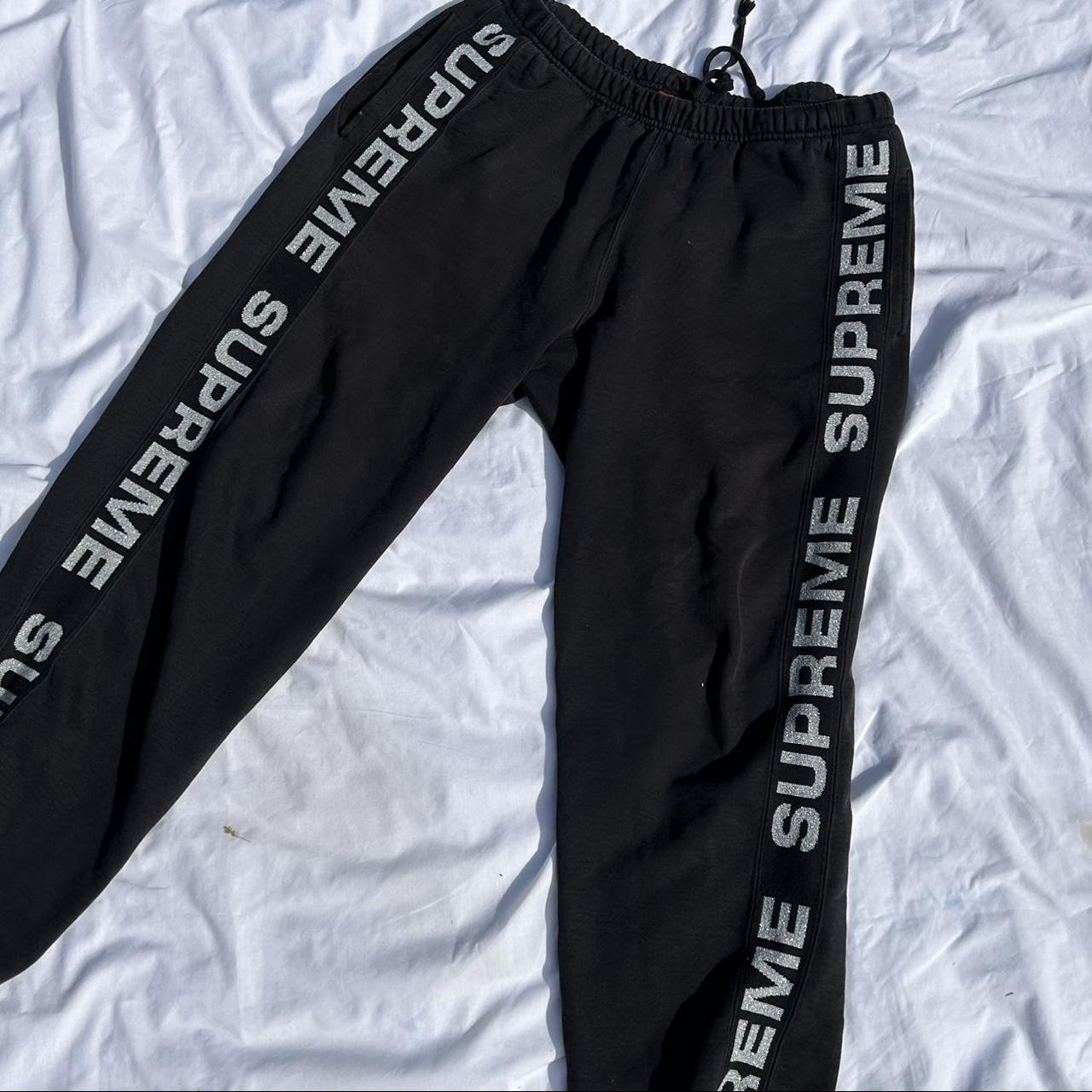 Supreme logo joggers with silver glitter logo, very... - Depop